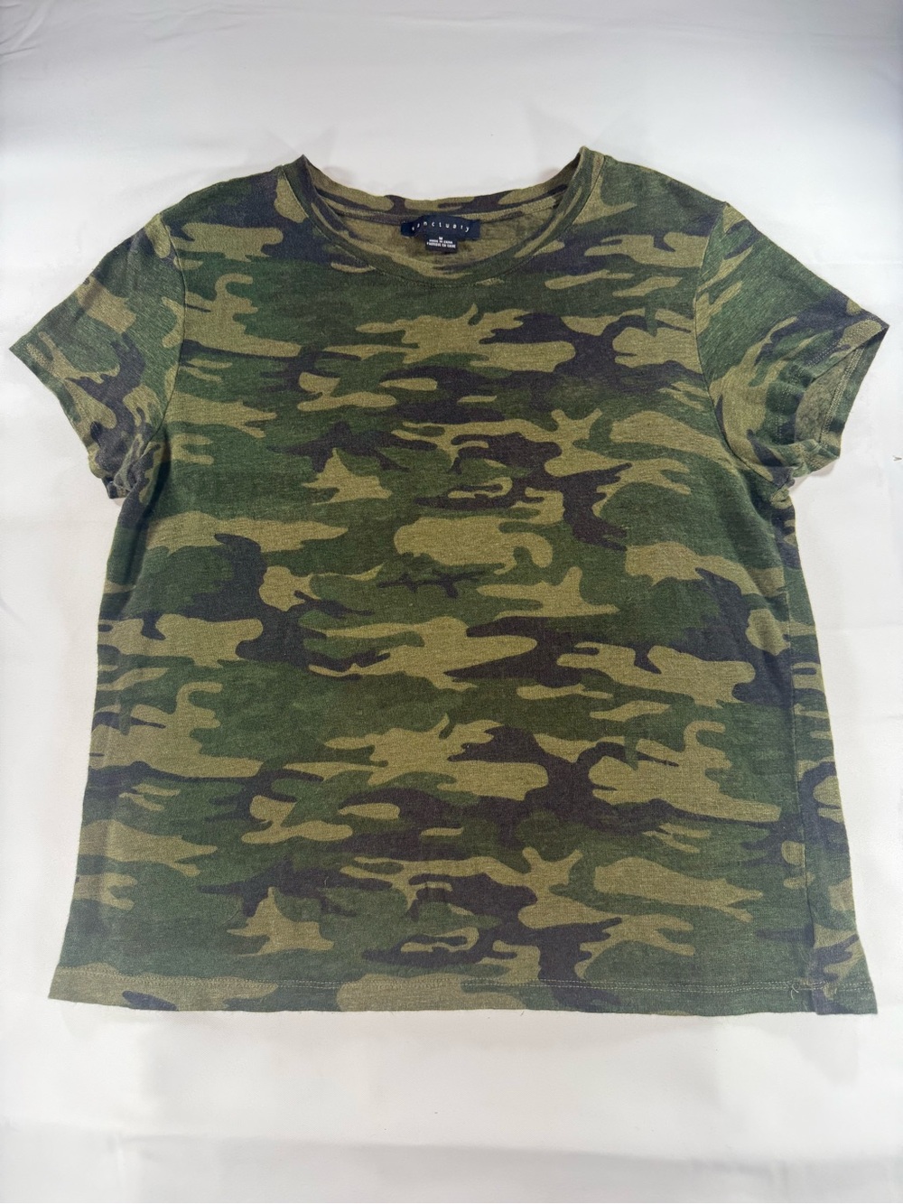 Sanctuary Green Camouflage Short Sleeve Linen Tee